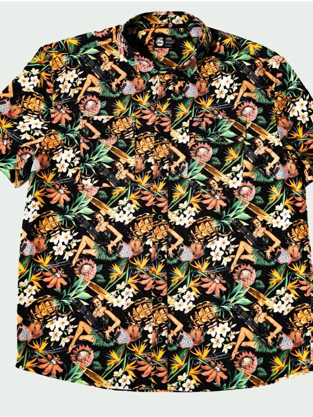 Black Riffle Coffee Company  Tropical Short-Sleeve Button-Up Shirt size Large